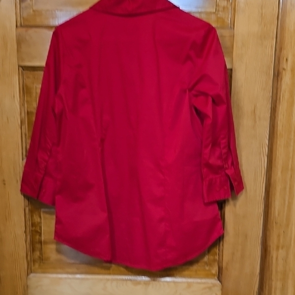 Lee Riders Red Fitted Button Down Shirt with 3/4 Sleeve M - Picture 3 of 3